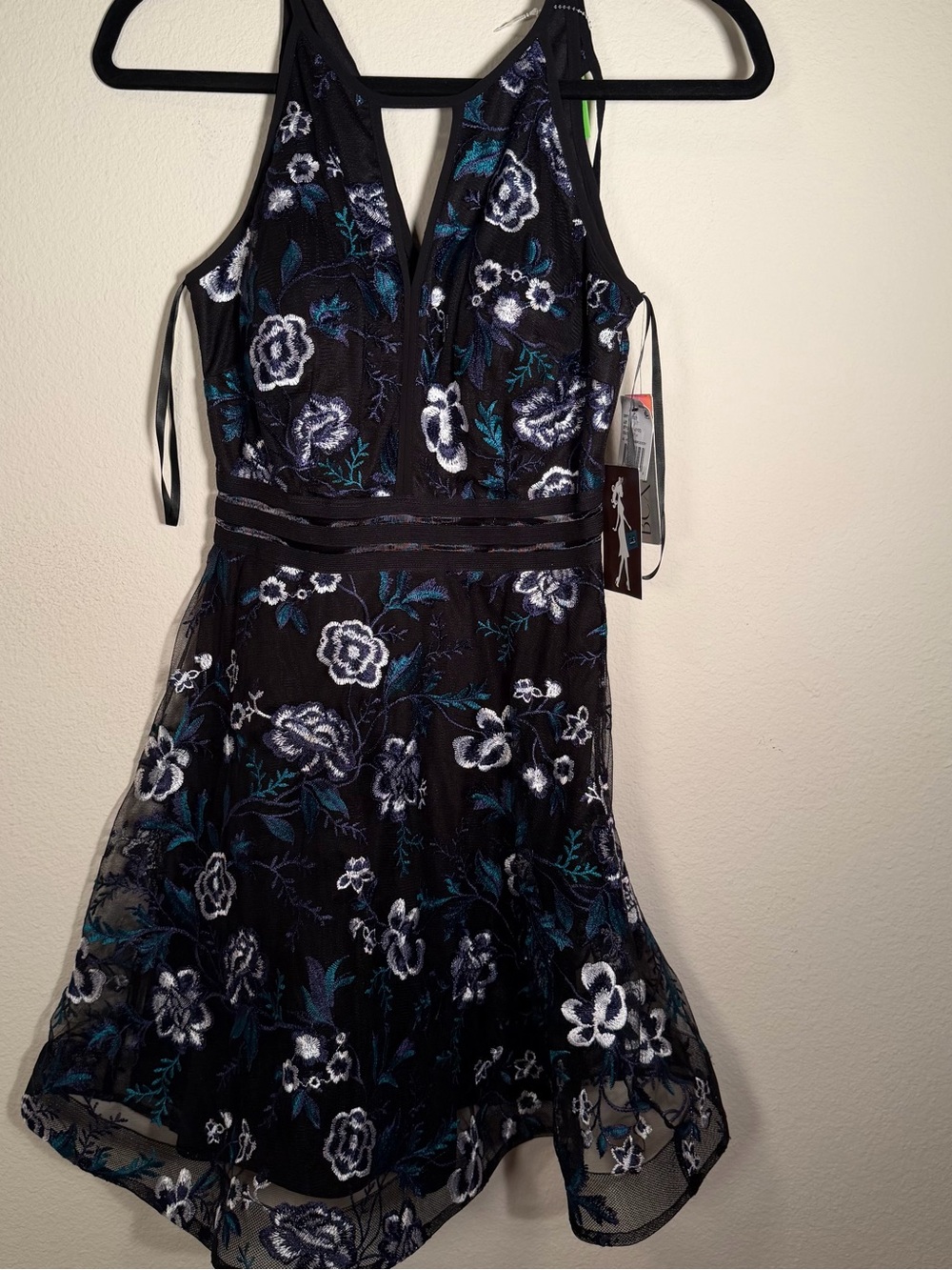 BCX, Juniors, Size 3, Black, Floral, Embroidered, Fit & Flare, and NWT